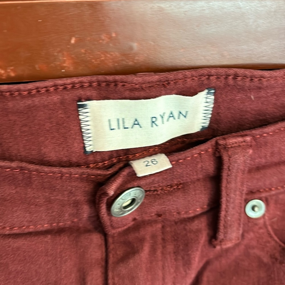 Lila Ryan- Size 26, burgundy light weight jeans